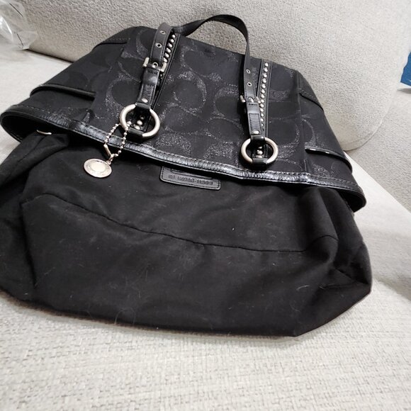 FLAWLESS Coach Signature Black Lurex Studded Shoulder Bag Purse - Picture 14 of 14